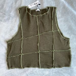 🌟2 FOR $25 🏷️ Garage Patchwork Ribbed Cropped Tank